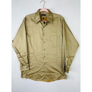Arrow Mens Wrinkle Free Button Down Shirt Tan Khaki Long Sleeve 15.5 32/33 M